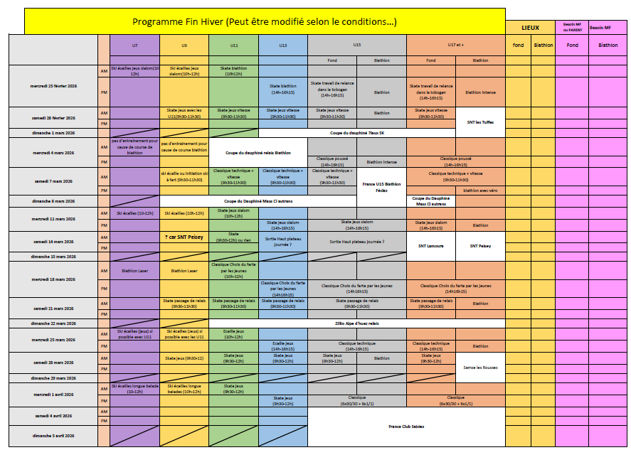 Programme Séances Février-Mars-Avril 2026
