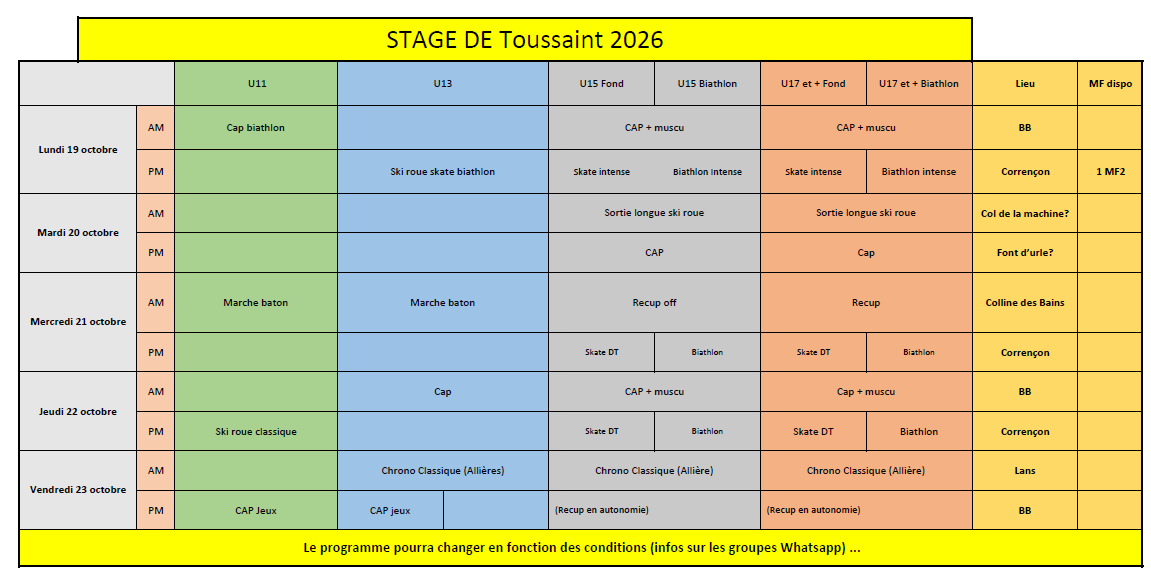 Stage Toussaint 2026