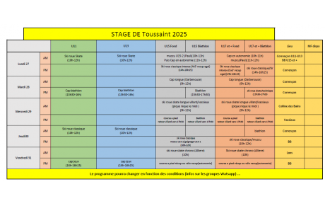 Programme Stage Toussaint 2025